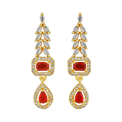 Teejh Sparki Gold and Red CZ Stone Necklace set