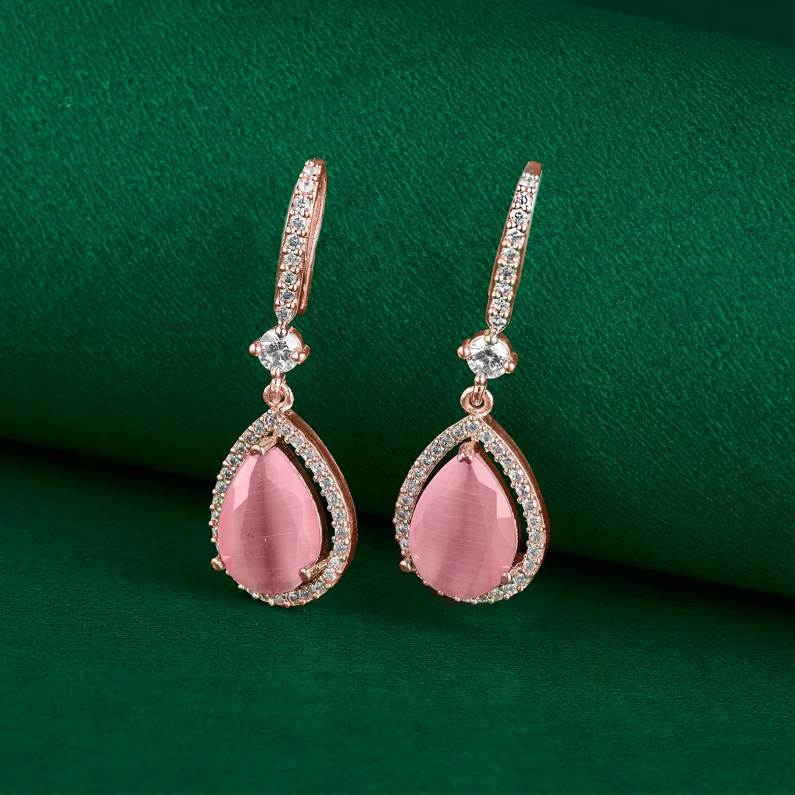 Teejh Radianz Rosegold Pink Stone Earrings