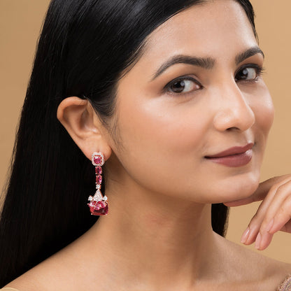 Teejh Zircaa Rosegold and Ruby Earrings