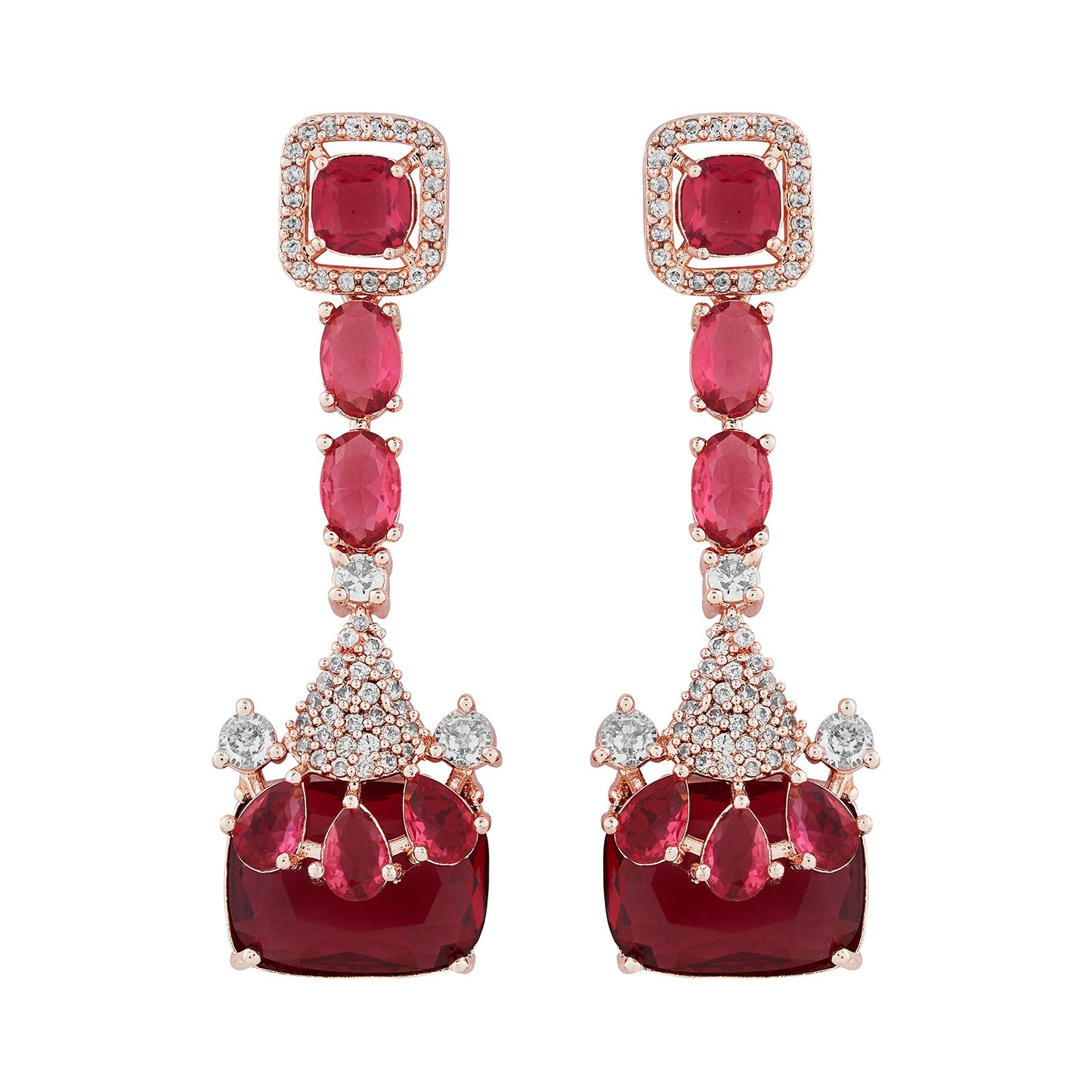 Teejh Zircaa Rosegold and Ruby Earrings
