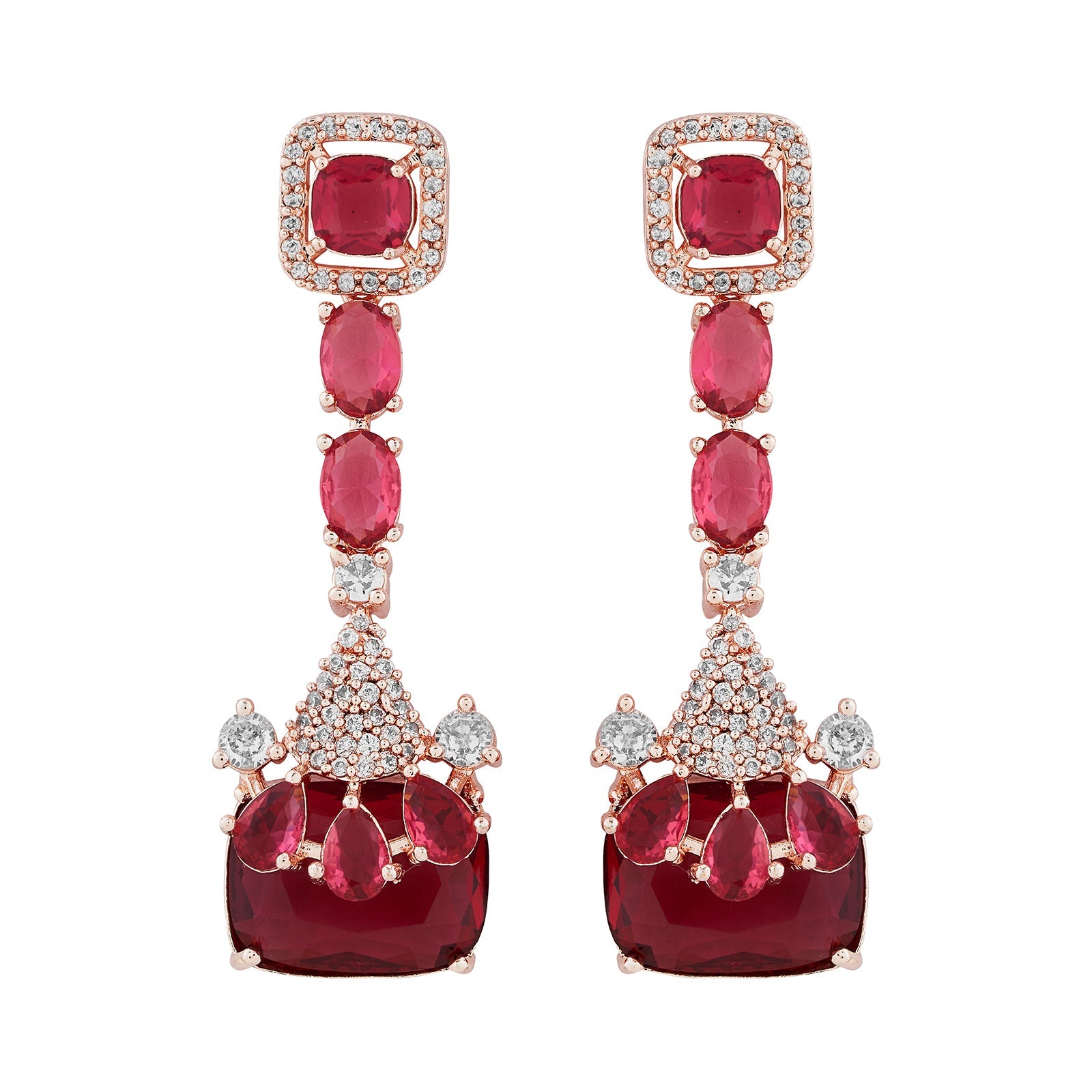 Teejh Zircaa Rosegold and Ruby Earrings