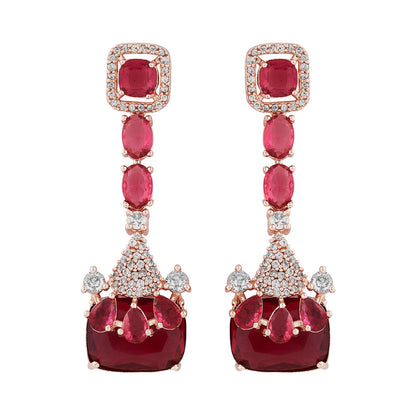 Teejh Zircaa Rosegold and Ruby Earrings
