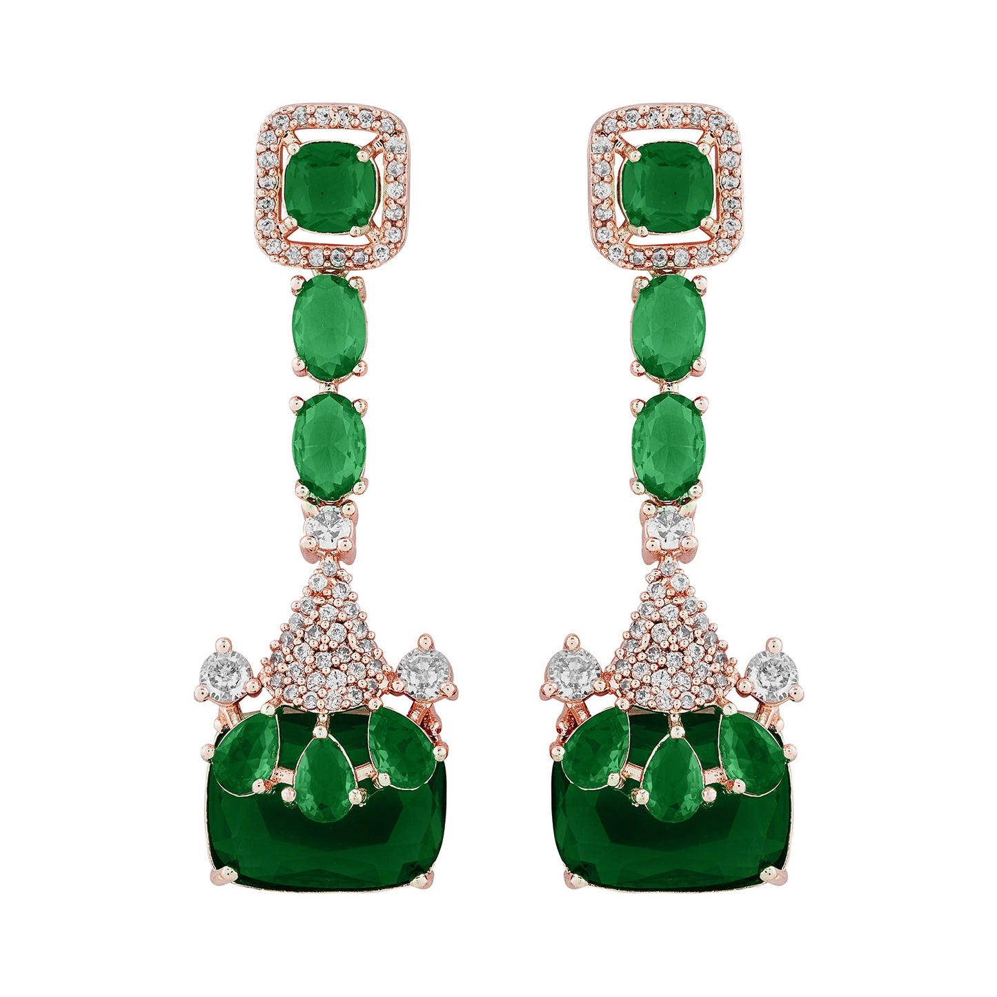 Teejh Zircaa Rosegold and Green Earrings