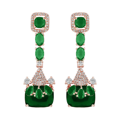 Teejh Zircaa Rosegold and Green Earrings