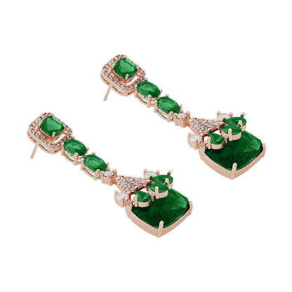 Teejh Zircaa Rosegold and Green Earrings