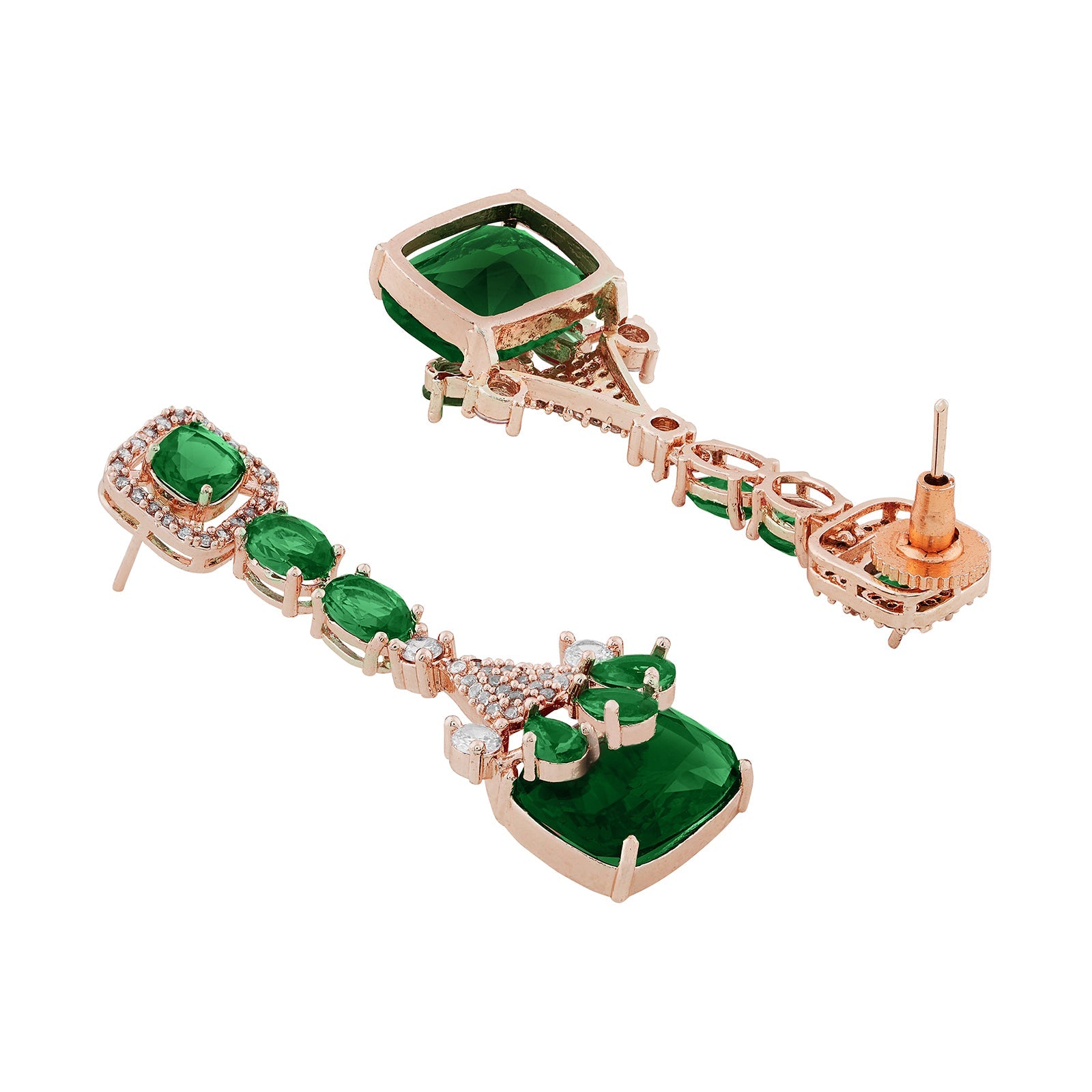 Teejh Zircaa Rosegold and Green Earrings