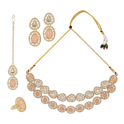 Teejh Parina Peach and Gold Necklace Set