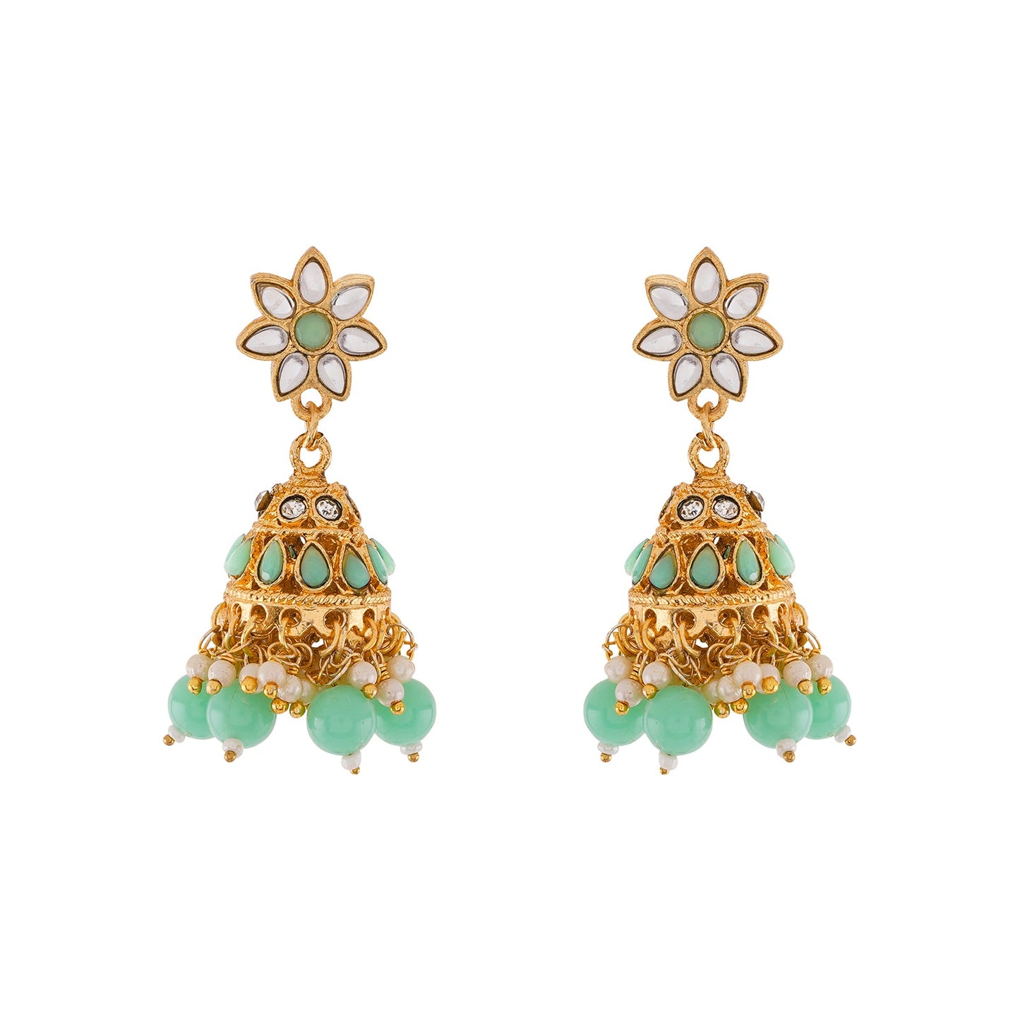 Teejh Nivisha Green and Gold Necklace Set
