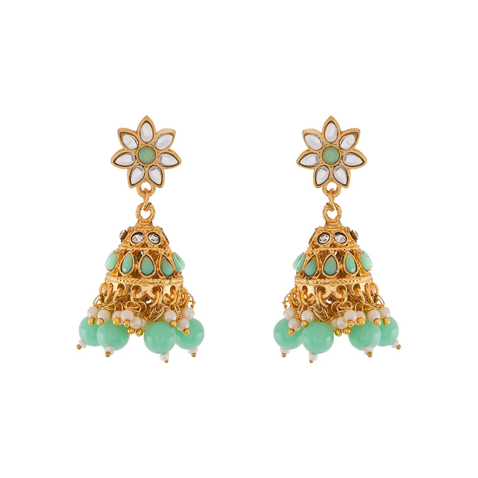 Teejh Nivisha Green and Gold Necklace Set