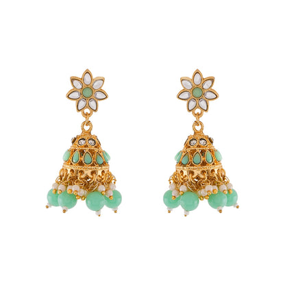 Teejh Nivisha Green and Gold Necklace Set