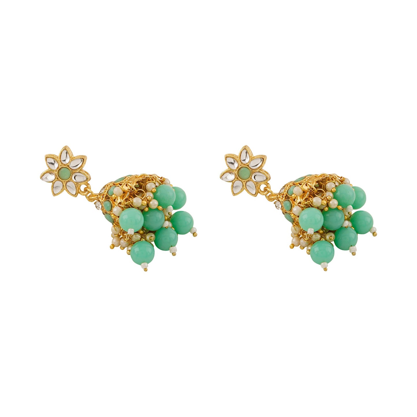 Teejh Nivisha Green and Gold Necklace Set