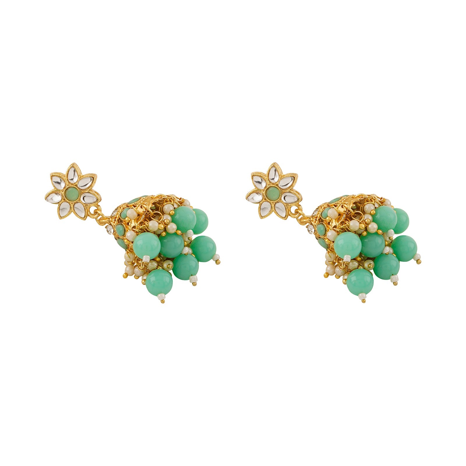 Teejh Nivisha Green and Gold Necklace Set