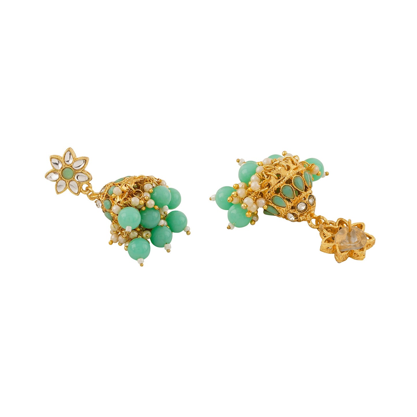 Teejh Nivisha Green and Gold Necklace Set