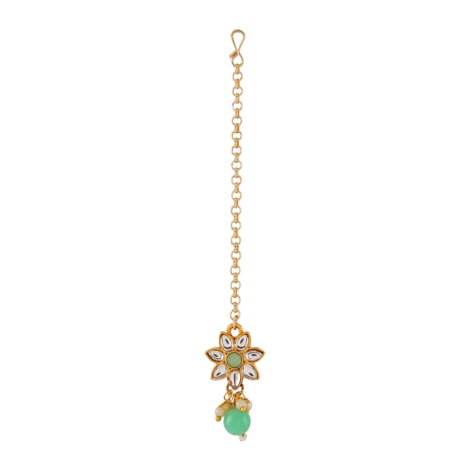 Teejh Nivisha Green and Gold Necklace Set