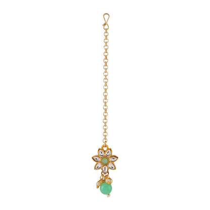 Teejh Nivisha Green and Gold Necklace Set