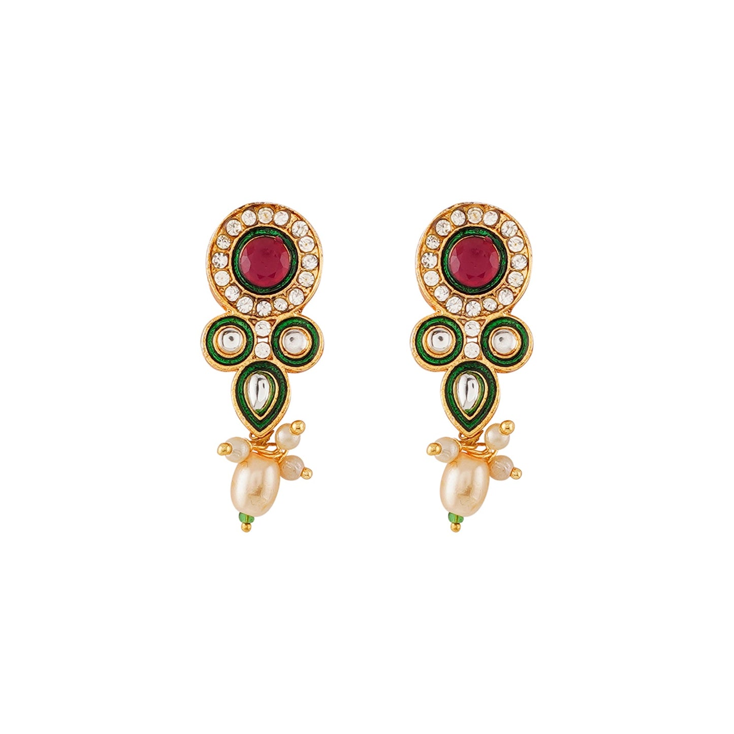 Teejh Ghazal Red and Green Gold Necklace Set