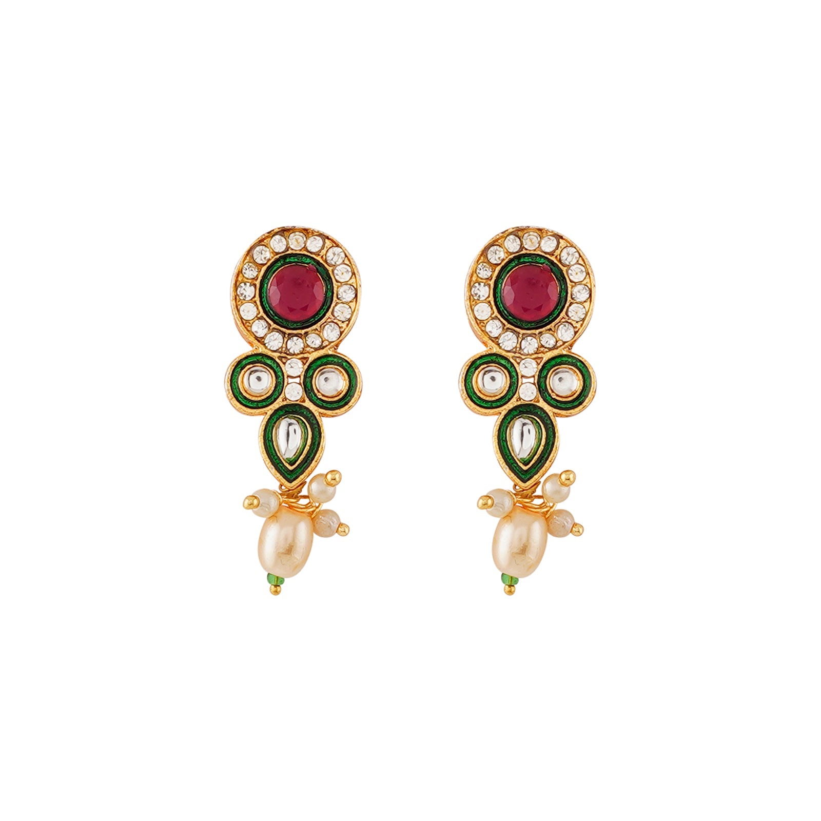 Teejh Ghazal Red and Green Gold Necklace Set