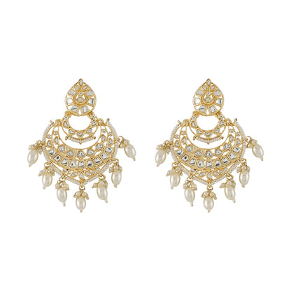 Teejh Heeriye White and Gold Kundan Earring
