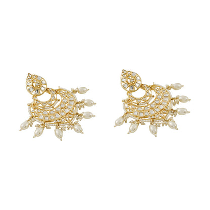 Teejh Heeriye White and Gold Kundan Earring