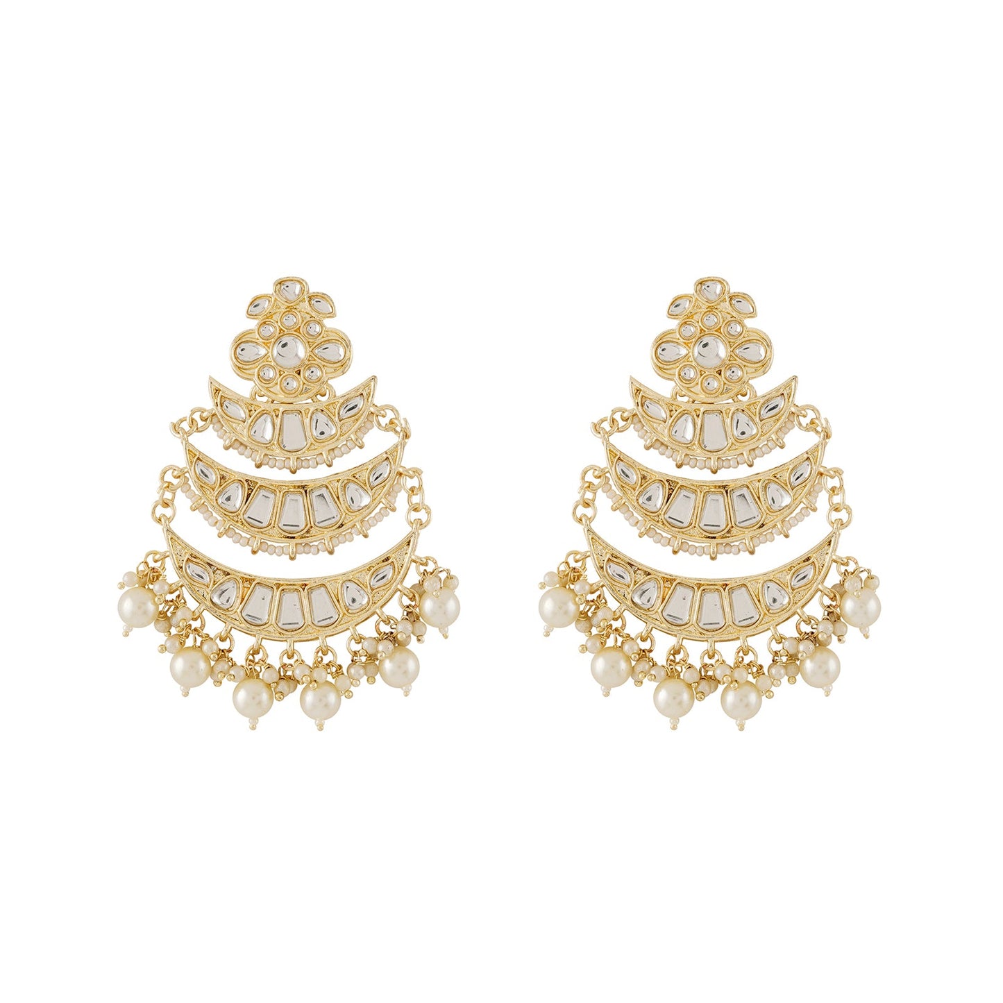 Teejh Nimay White Kundan Gold Earrings