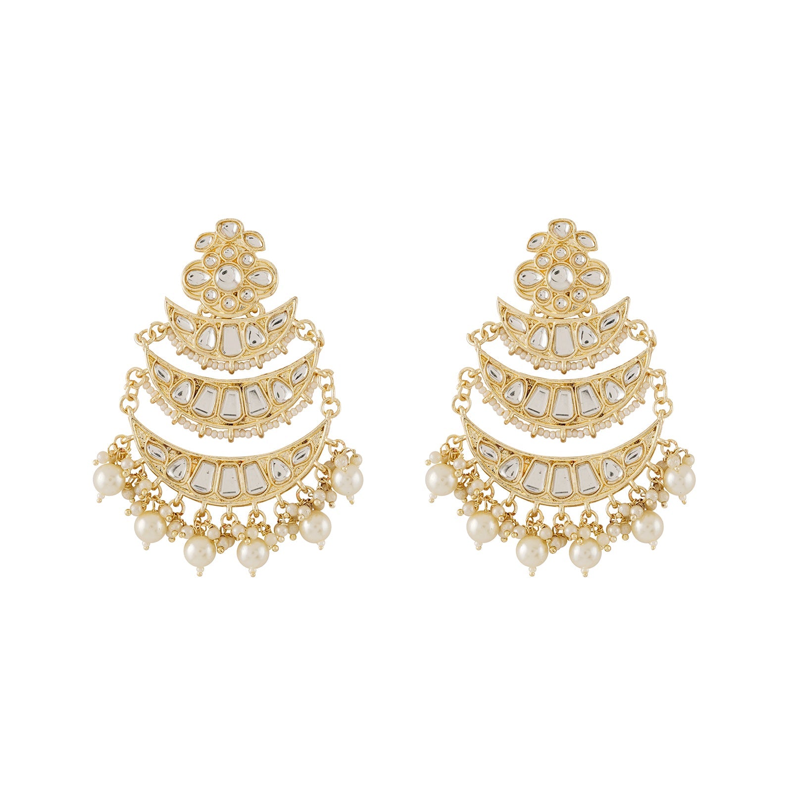 Teejh Nimay White Kundan Gold Earrings