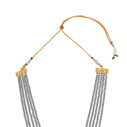 Teejh Ranihaar Light Grey Beads And Stone Necklace Set