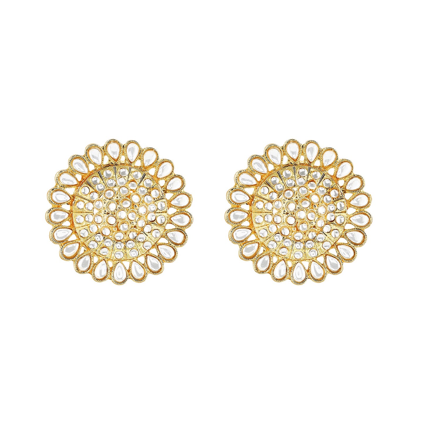 Teejh Fulora Polki Gold Studs