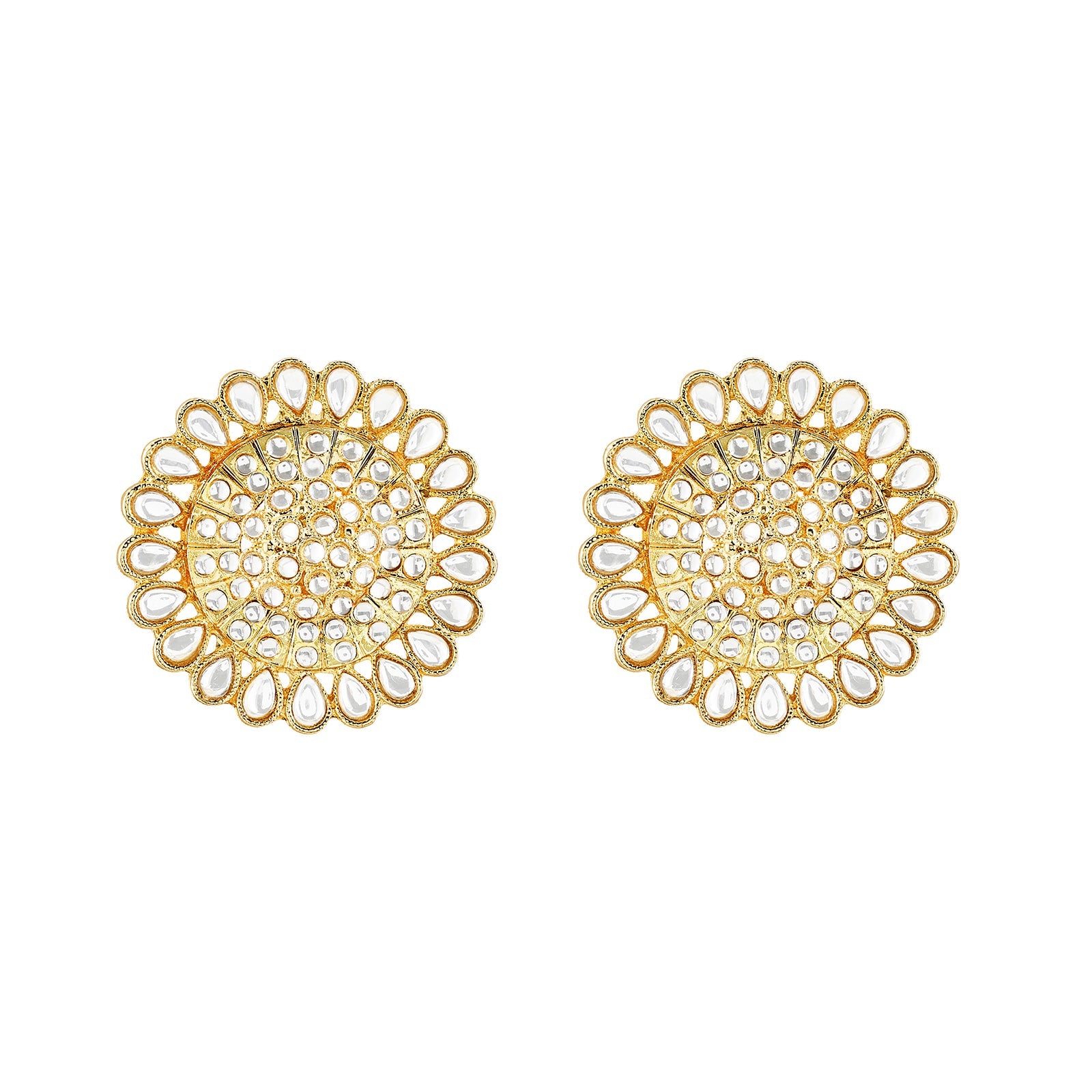 Teejh Fulora Polki Gold Studs