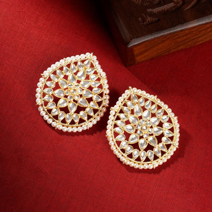 Teejh Tarini Pearl and Polki Gold Studs