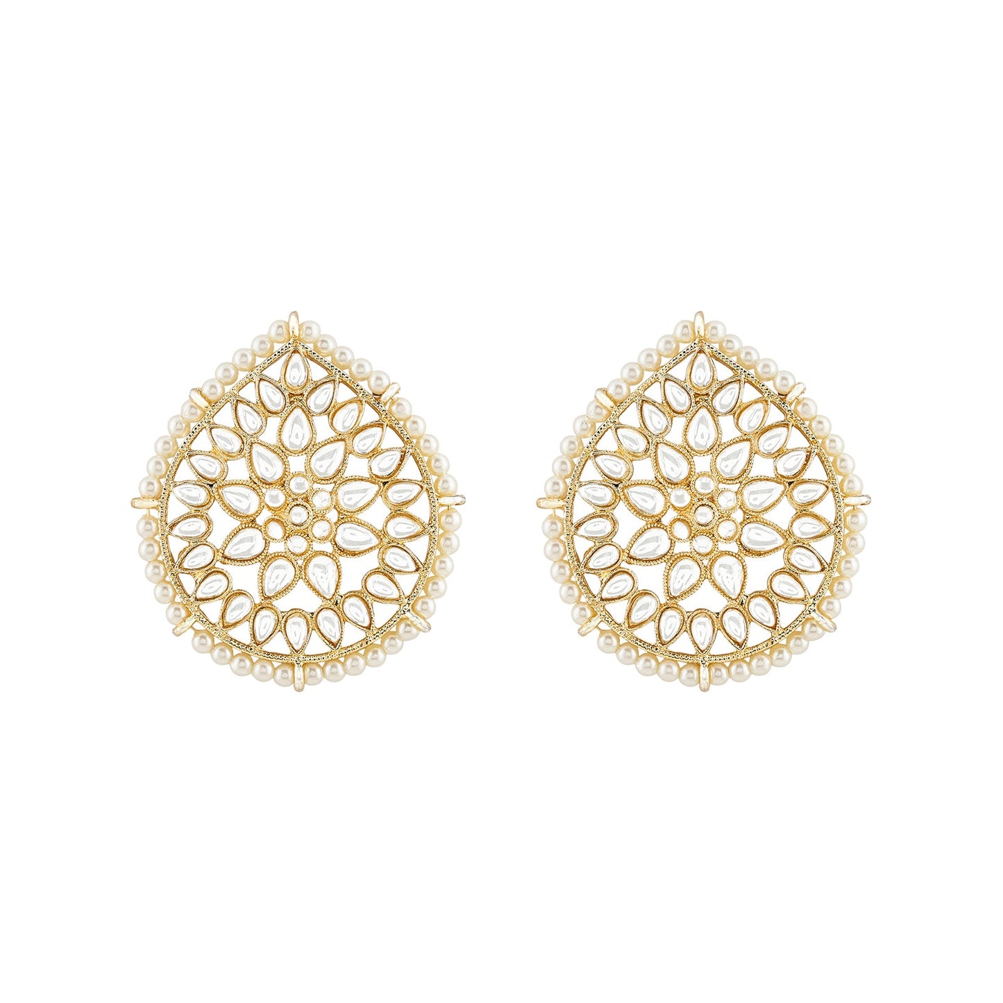 Teejh Tarini Pearl and Polki Gold Studs