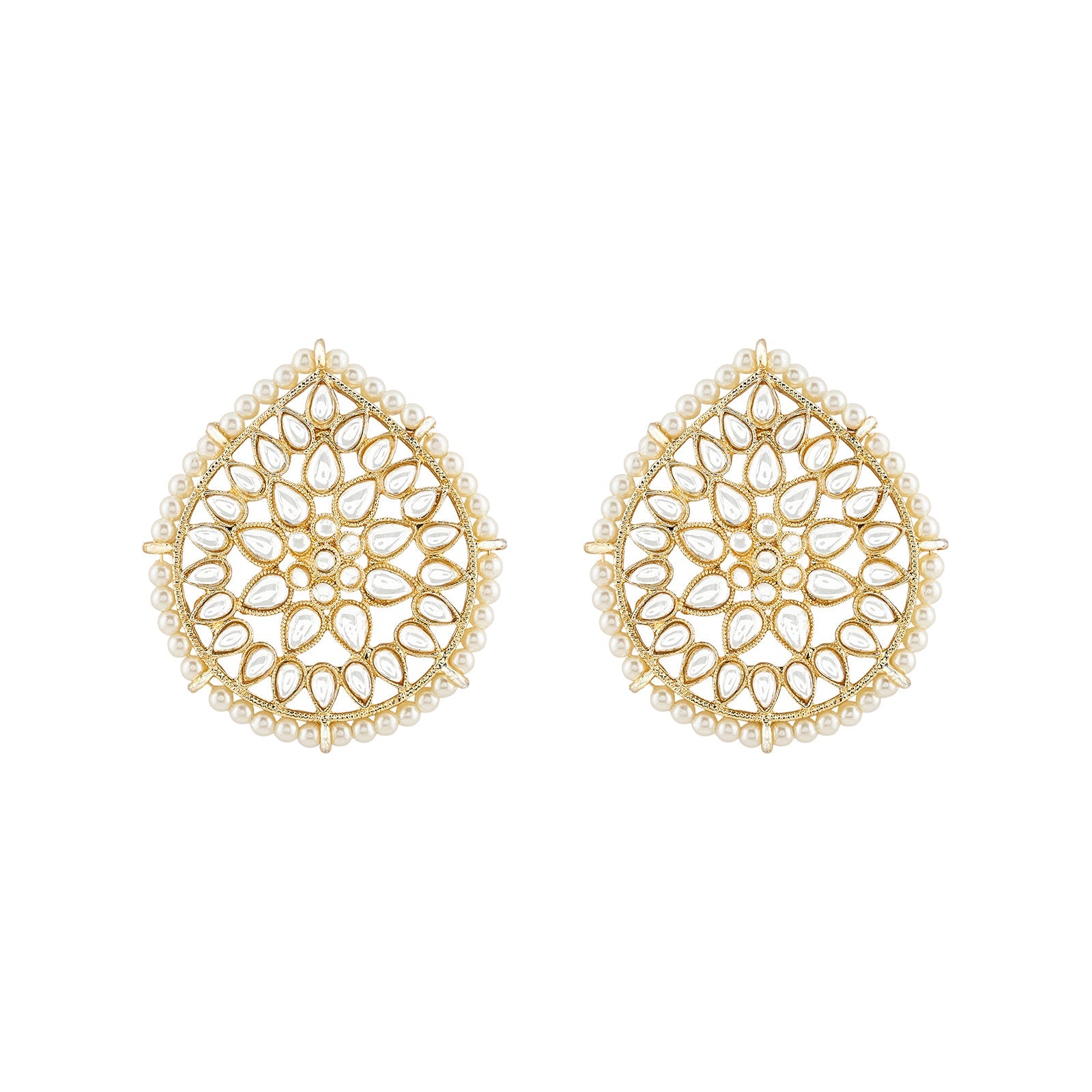 Teejh Tarini Pearl and Polki Gold Studs