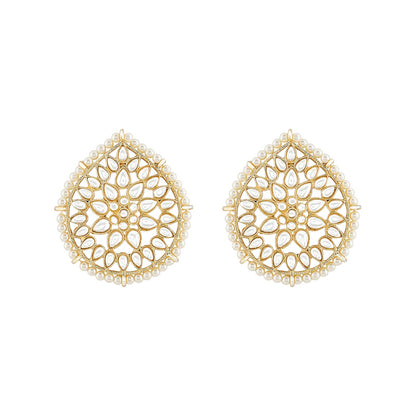 Teejh Tarini Pearl and Polki Gold Studs