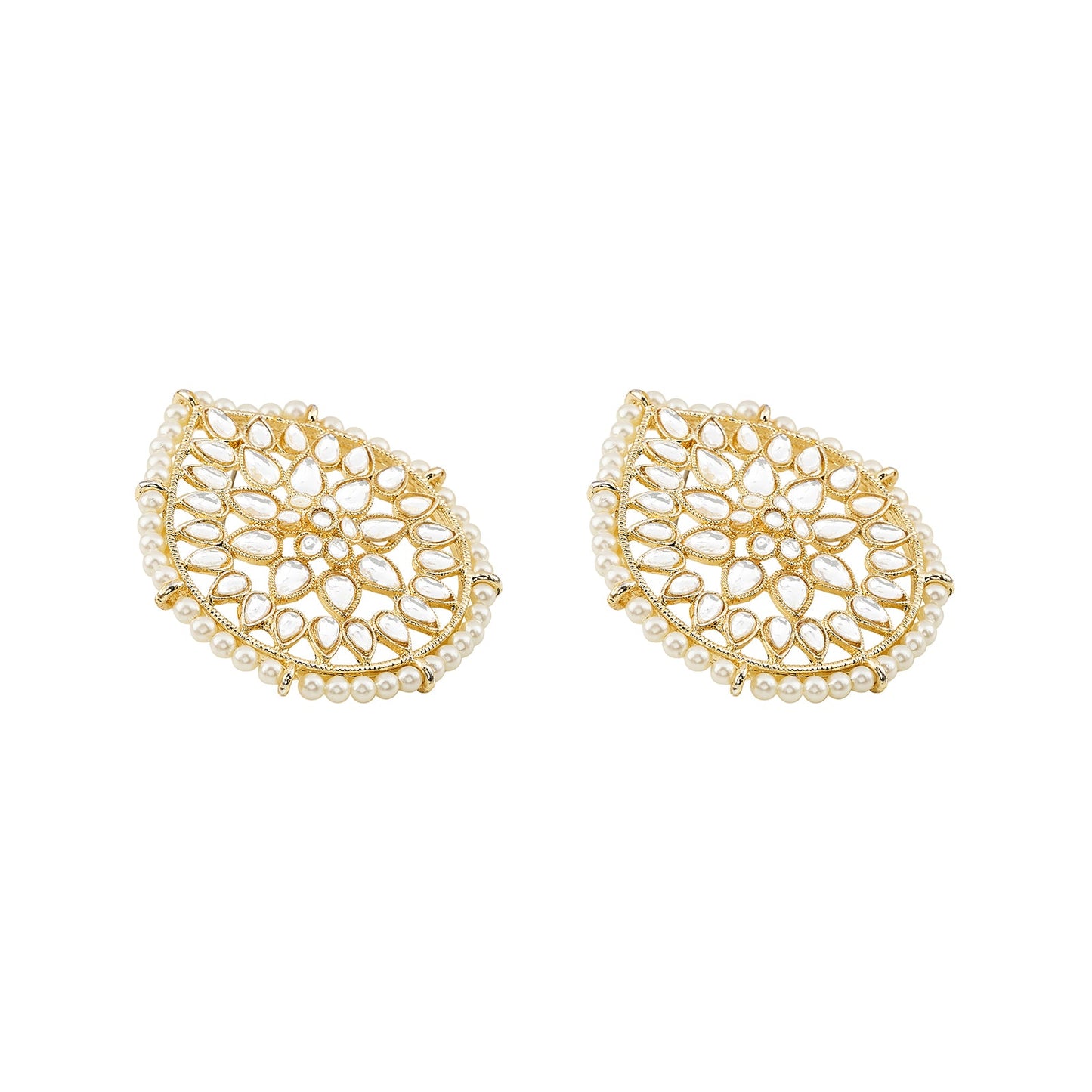 Teejh Tarini Pearl and Polki Gold Studs