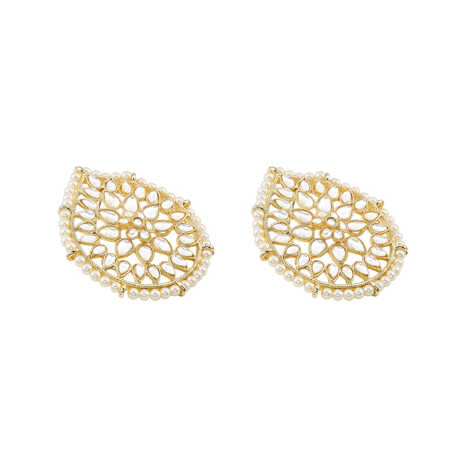 Teejh Tarini Pearl and Polki Gold Studs