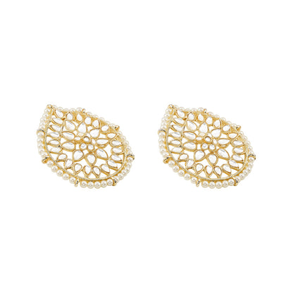 Teejh Tarini Pearl and Polki Gold Studs