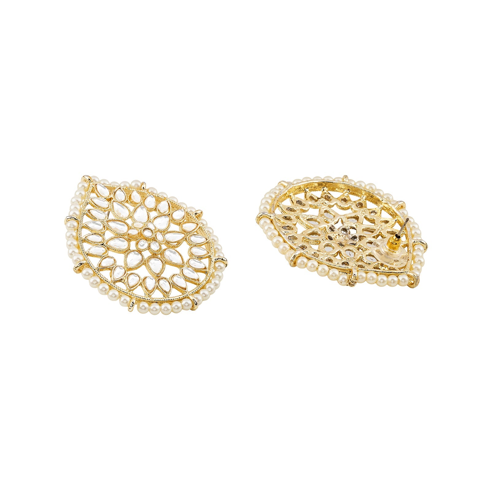 Teejh Tarini Pearl and Polki Gold Studs