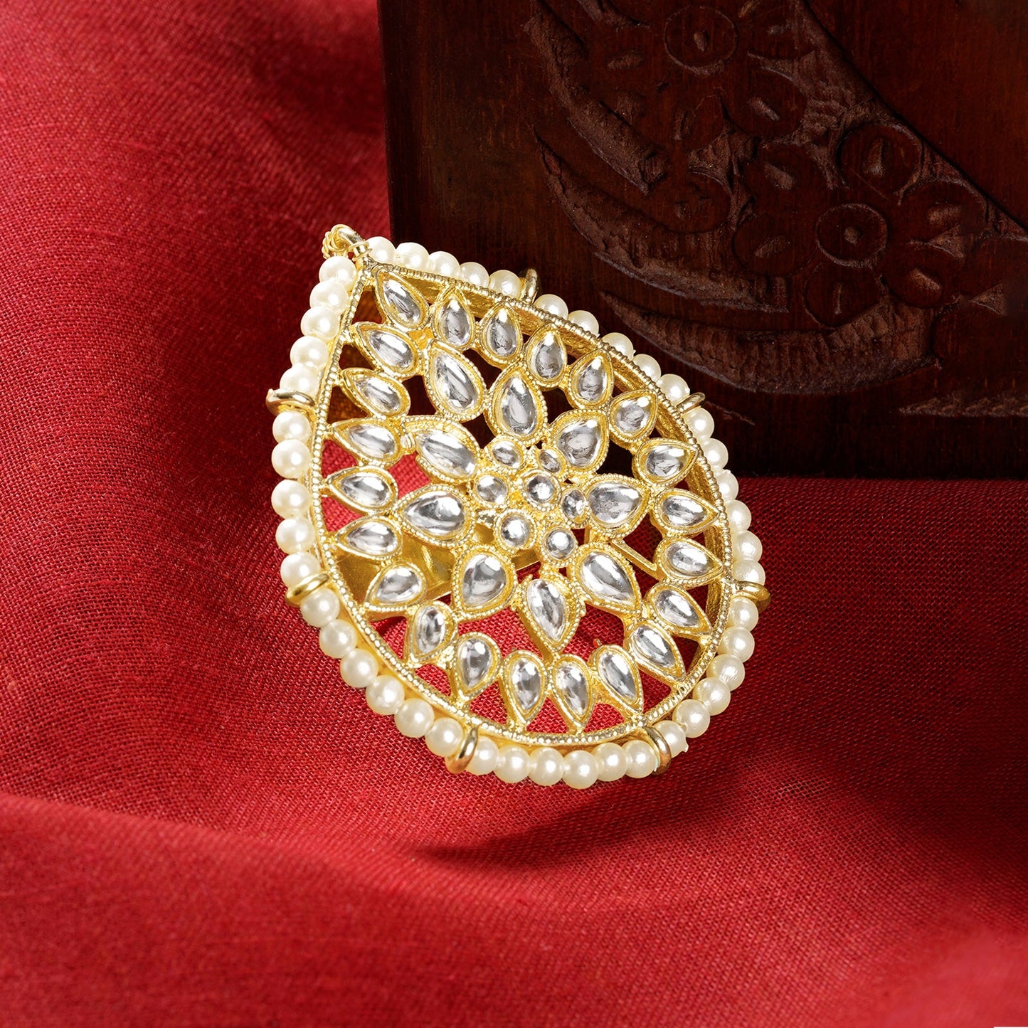 Teejh Tarini Pearl and Polki Gold Ring