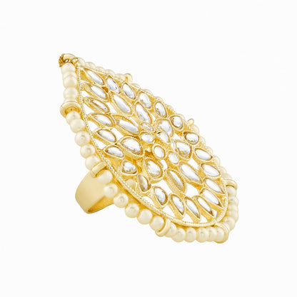 Teejh Tarini Pearl and Polki Gold Ring