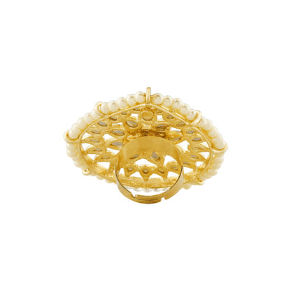 Teejh Tarini Pearl and Polki Gold Ring