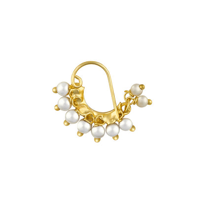 Teejh Hamsini Pearl and Green stone Nosepin