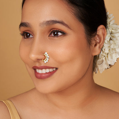 Teejh Shoni White and Red Gold Nosepin