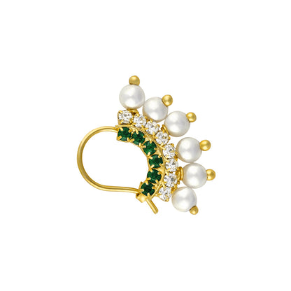 Teejh Shoni White and Green Gold Nosepin