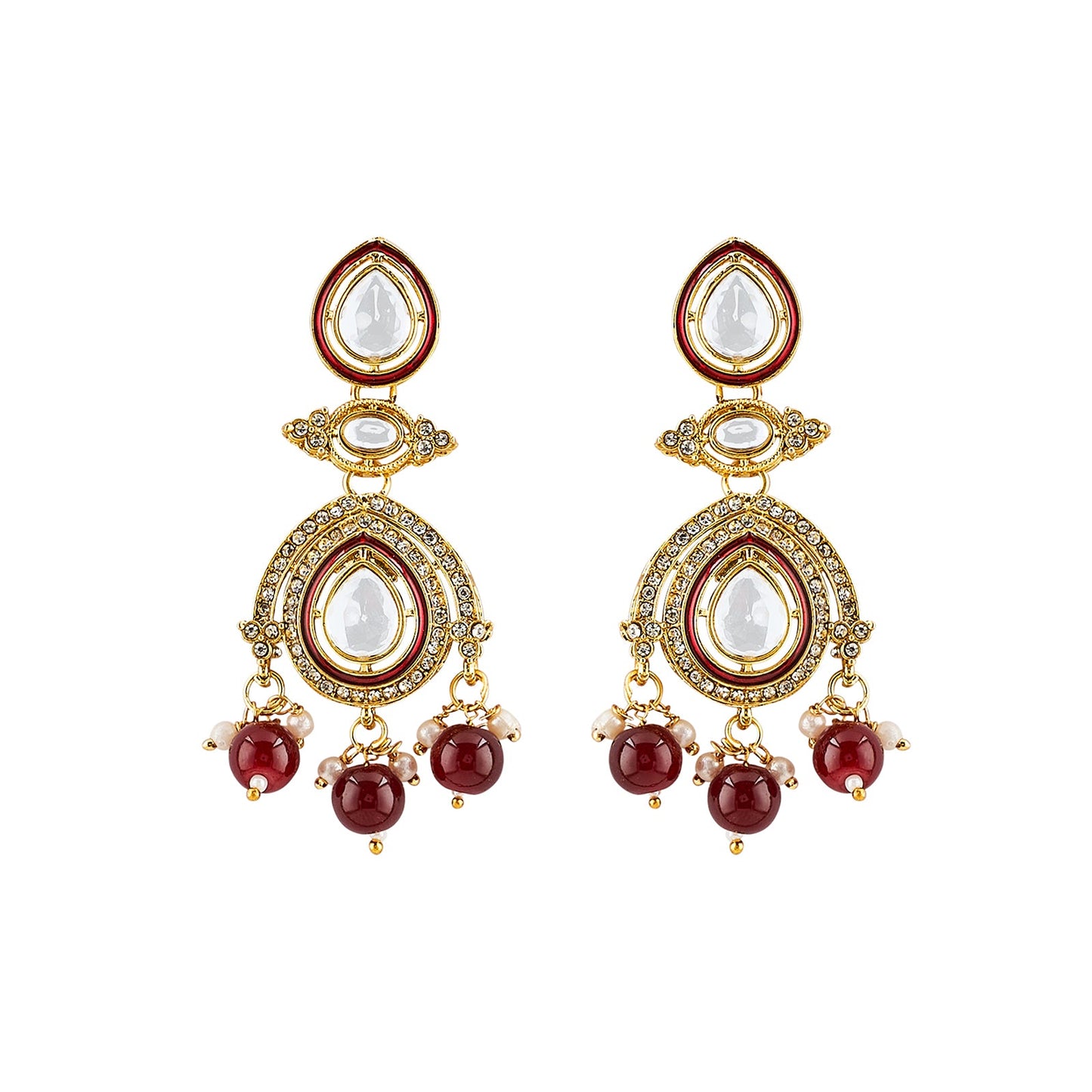 Teejh Vismaya Maroon Gold Necklace set