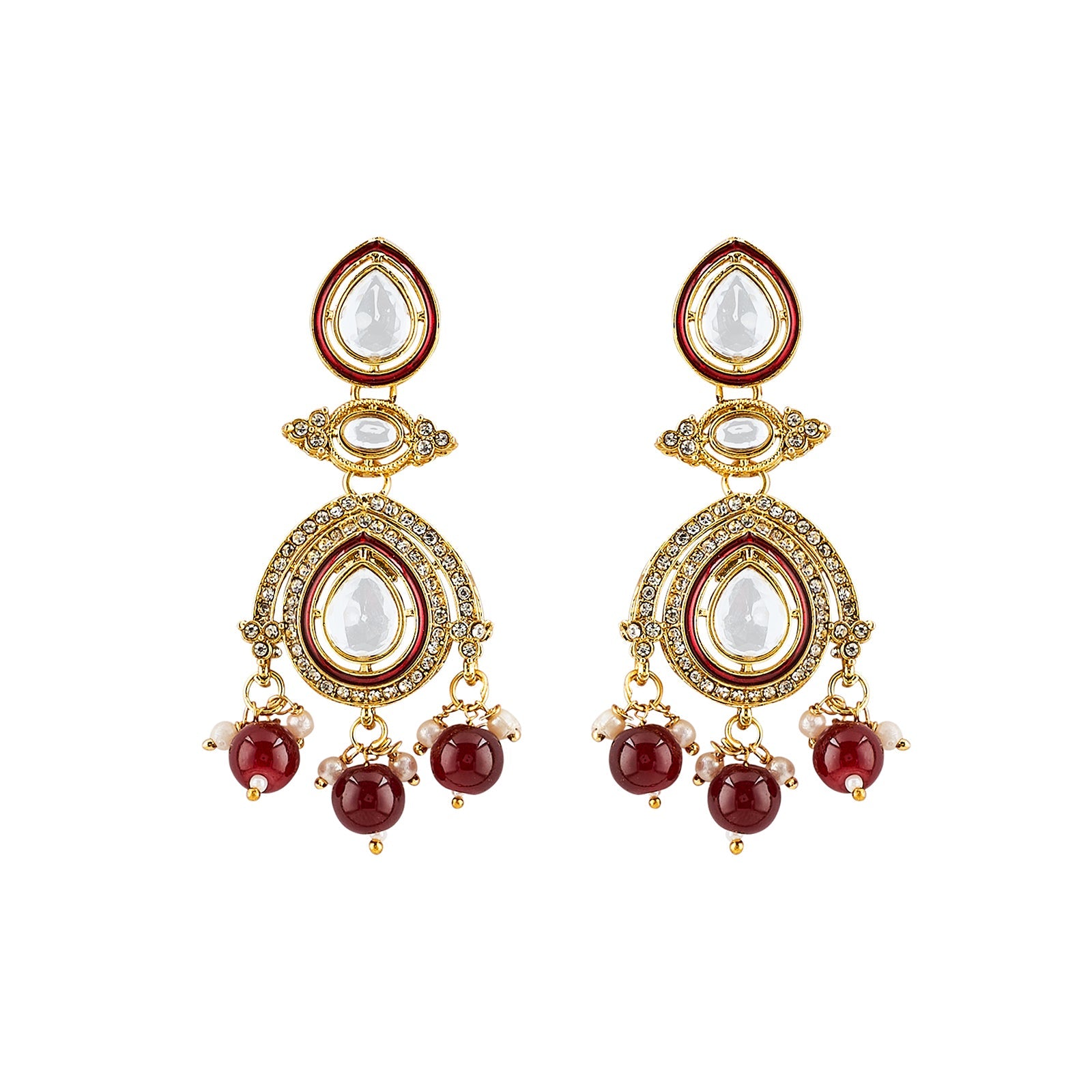 Teejh Vismaya Maroon Gold Necklace set