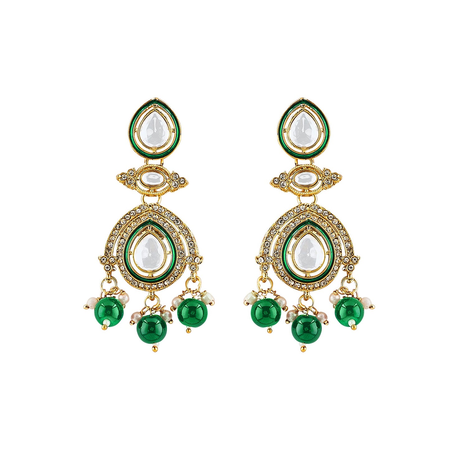 Teejh Vismaya Green Gold Necklace set