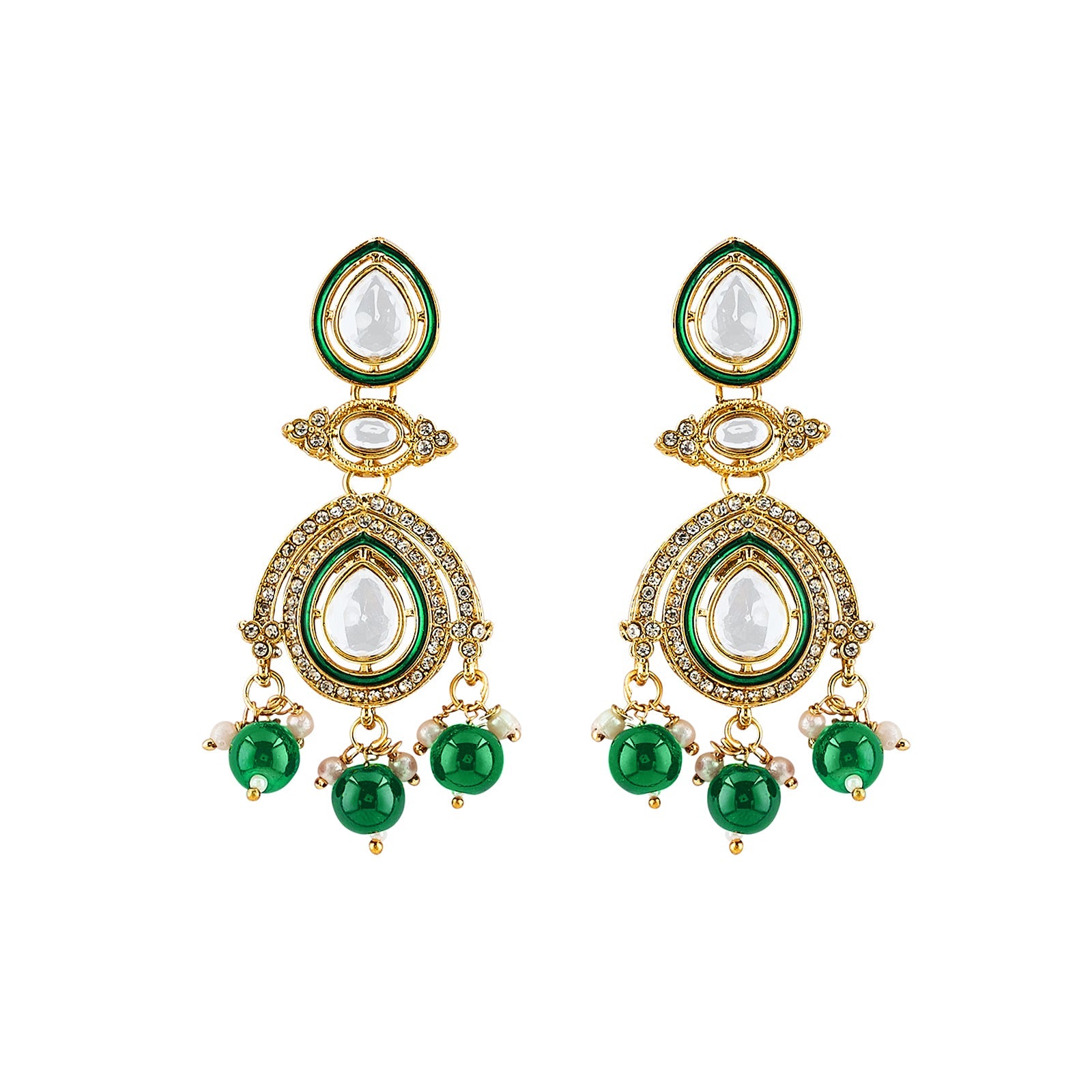 Teejh Vismaya Green Gold Necklace set