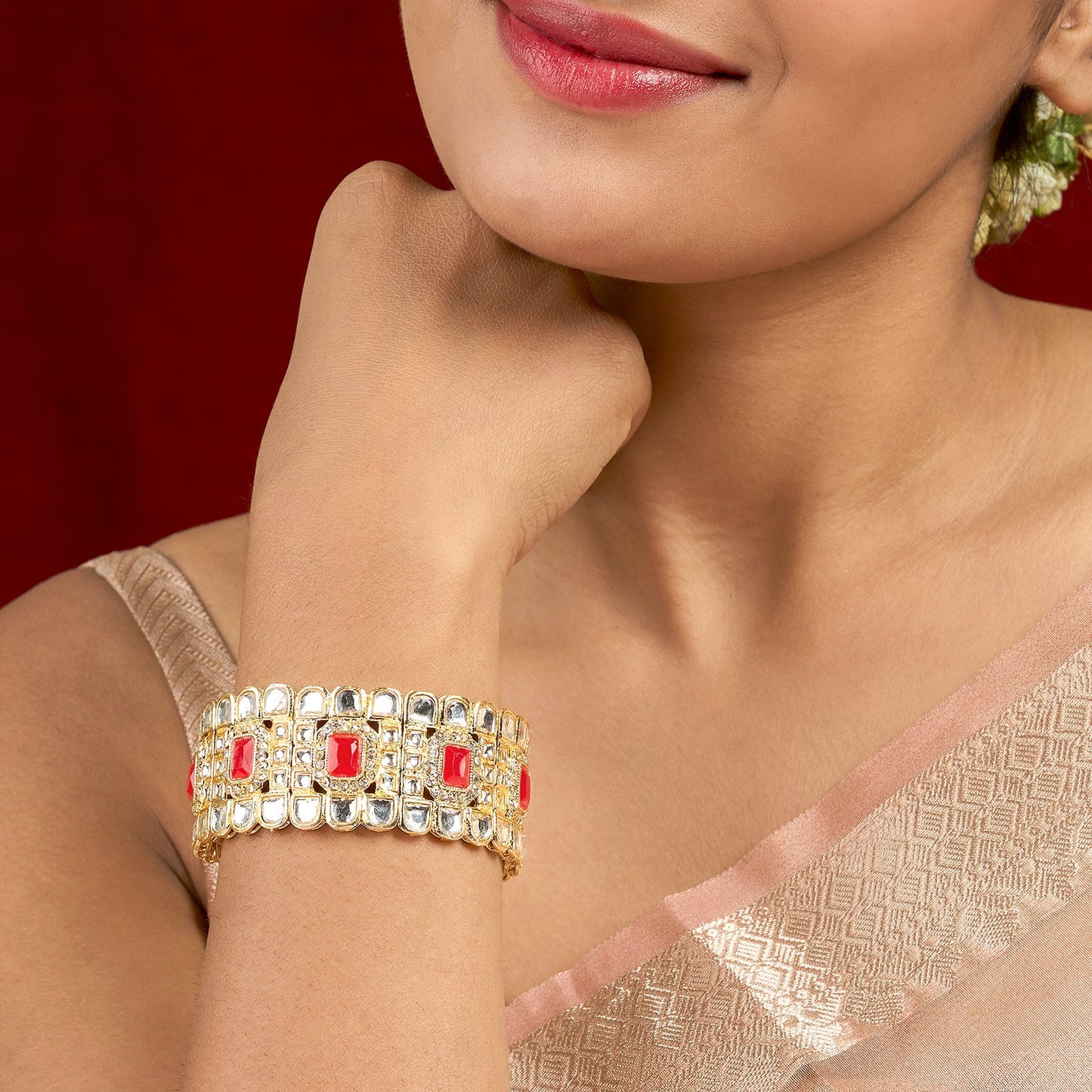 Teejh Kaarvi Red stone Gold Bracelet