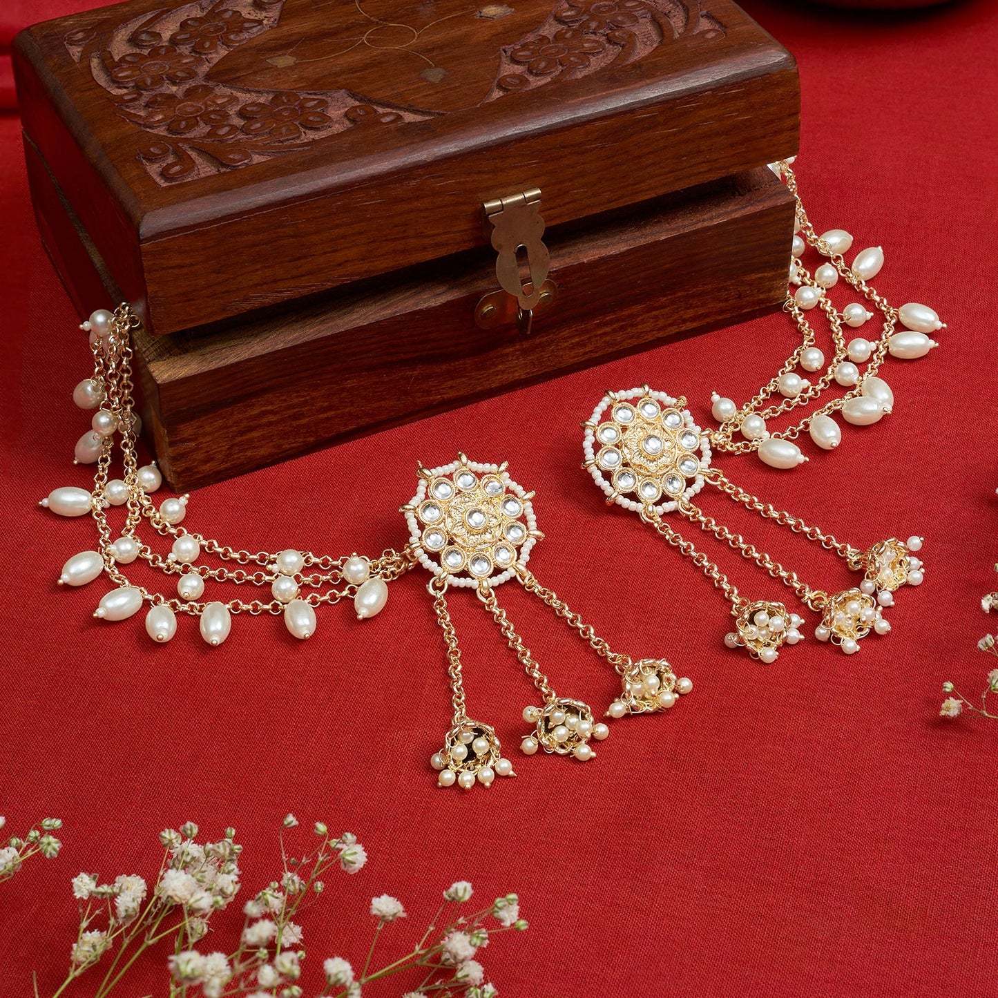 Teejh Manjiri Gold Polki Kanchain Earrings