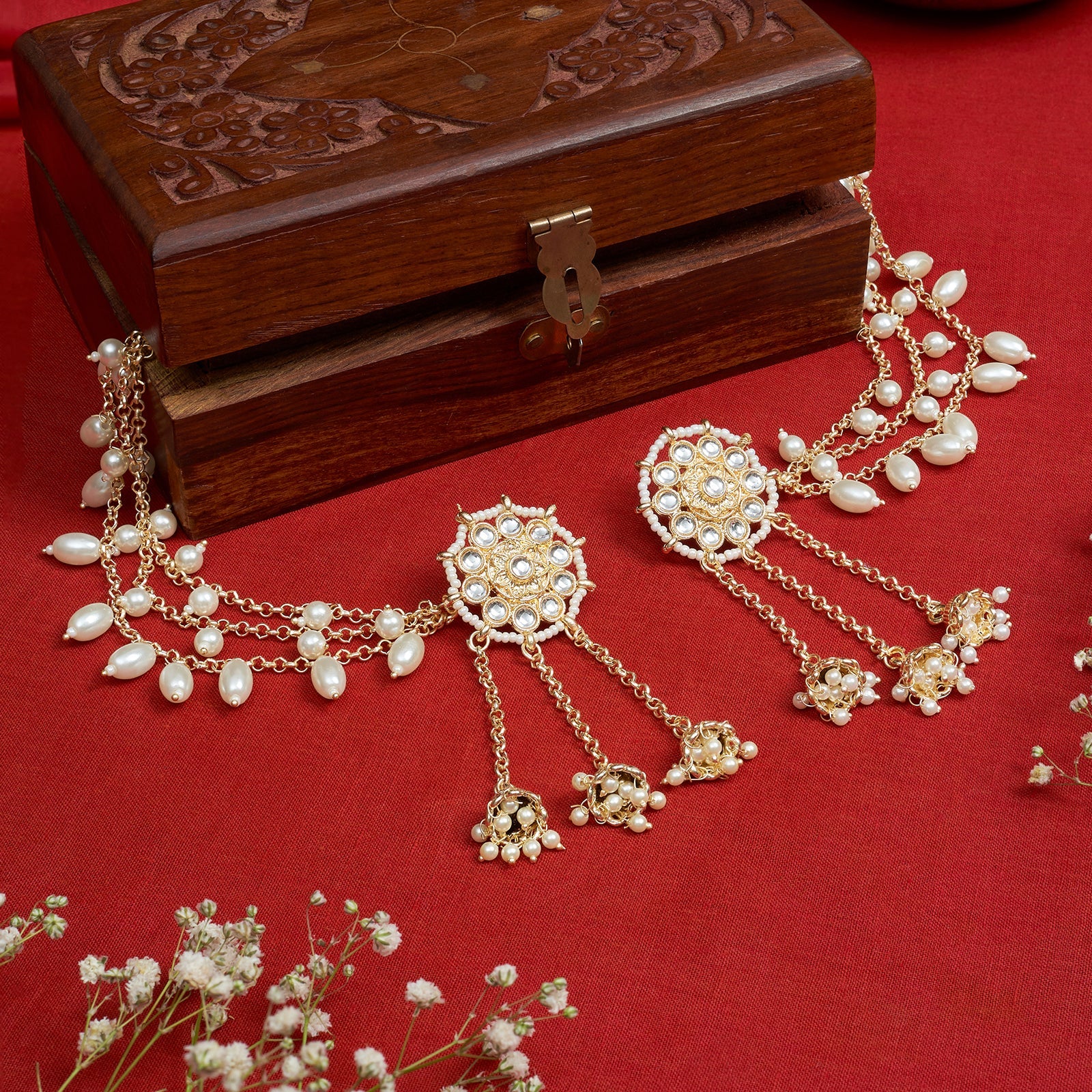 Teejh Manjiri Gold Polki Kanchain Earrings