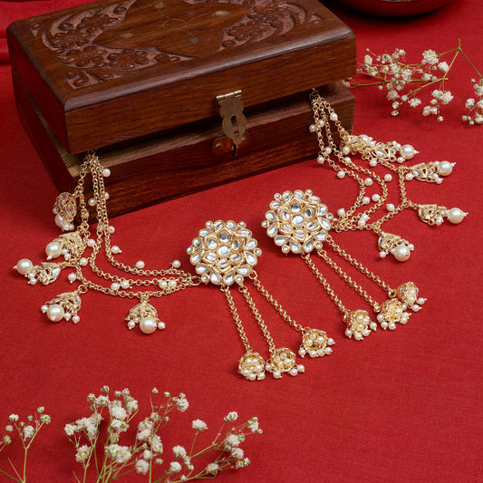 Teejh Gulabini Gold Polki Kanchain Earrings